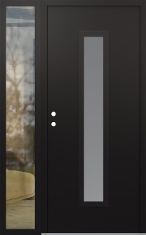 DIAMOND A11 52" X 80" BLACK/WHITE FROSTED GLASS PANEL BLACK RHI WITH SIDELITE CLEAR GLASS