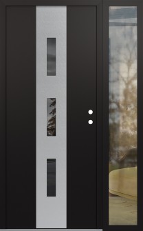 DIAMOND A7 50" X 80" BLACK/BLACK MIRRORED GLASS PANEL STAINLESS STEEL LHI WITH SIDELITE CLEAR GLASS