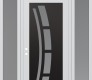 Modern Steel Front Door Diamond C12 60" x 96" white/white frosted Glass Panel black RHI with 2 Sidelites and Transom frosted Glass