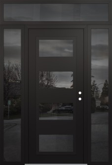 Diamond C2 68" x 96" black/black mirrored Glass Panel black LHI with 2 Sidelites and Transom mirrored Glass