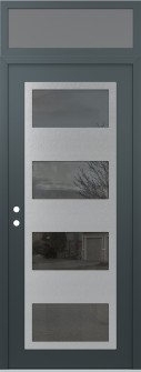 Diamond C2 36" x 96" anthracite/anthracite mirrored Glass Panel stainless steel RHI with Transom frosted Glass