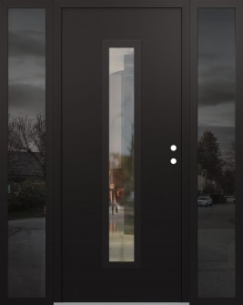 DIAMOND A11 68" X 80" BLACK/BLACK CLEAR GLASS PANEL BLACK LHI WITH 2 SIDELITES MIRRORED GLASS