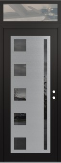 Diamond C3 36" x 96" black/black mirrored Glass Panel stainless steel LHI with Transom clear Glass