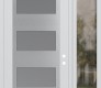 Modern Steel Front Door Diamond C2 52" x 96" white/white frosted Glass Panel stainless steel LHI with Sidelite and Transom clear Glass