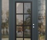 Modern Steel Front Door Diamond C16 68" x 96" anthracite/anthracite clear Glass Panel black LHI with 2 Sidelites and Transom clear Glass