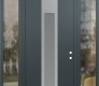 Modern Steel Front Door DIAMOND A1 64" X 96" ANTHRACITE/ANTHRACITE FROSTED GLASS PANEL STAINLESS STEEL LHI WITH 2 SIDELITES AND TRANSOM CLEAR GLASS