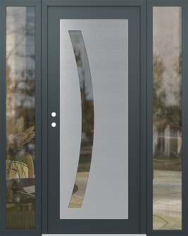 Diamond C4 64" x 80" anthracite/anthracite clear Glass Panel stainless steel RHI with 2 Sidelites clear Glass