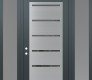 Modern Steel Front Door Diamond C11 64" x 96" anthracite/anthracite mirrored Glass Panel stainless steel RHI with 2 Sidelites and Transom frosted Glass