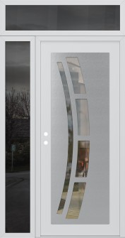 Diamond C12 50" x 96" white/white clear Glass Panel stainless steel RHI with Sidelite and Transom mirrored Glass