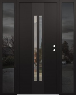 DIAMOND A8 60" X 80" BLACK/BLACK CLEAR GLASS PANEL BLACK LHI WITH 2 SIDELITES MIRRORED GLASS