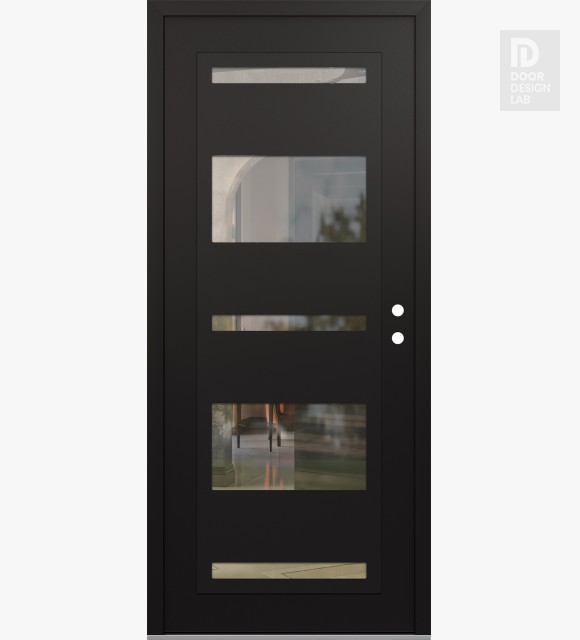 Modern Steel Front Door Diamond C10 36" x 80" black/black clear Glass Panel black LHI