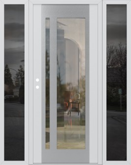 Diamond C15 68" x 80" white/white clear Glass Panel stainless steel RHI with 2 Sidelites mirrored Glass