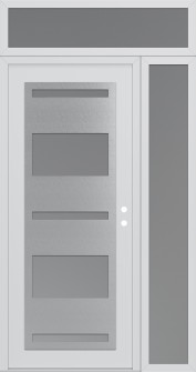 Diamond C10 50" x 96" white/white frosted Glass Panel stainless steel LHI with Sidelite and Transom frosted Glass