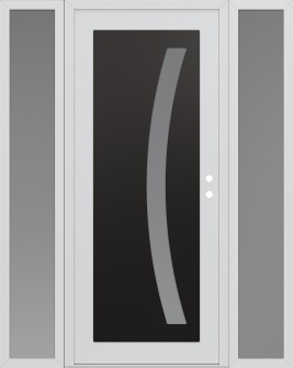 Diamond C4 68" x 80" white/white frosted Glass Panel black LHI with 2 Sidelites frosted Glass