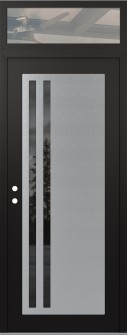 Diamond C6 36" x 96" black/black mirrored Glass Panel stainless steel RHI with Transom clear Glass