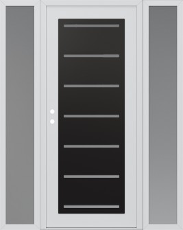 Diamond C11 60" x 80" white/white frosted Glass Panel black RHI with 2 Sidelites frosted Glass