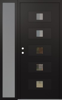 Diamond D8 52" x 80" black/black clear Glass Panel black RHI with Sidelite frosted Glass