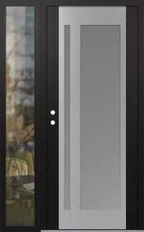 Diamond C15 50" x 80" black/white frosted Glass Panel stainless steel RHI with Sidelite clear Glass