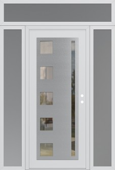 Diamond C3 68" x 96" white/white clear Glass Panel stainless steel LHI with 2 Sidelites and Transom frosted Glass