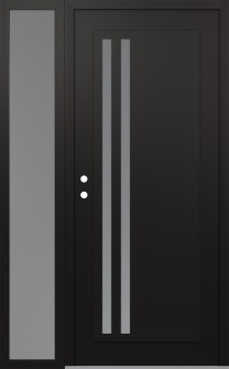 Diamond C6 48" x 80" black/white frosted Glass Panel black RHI with Sidelite frosted Glass