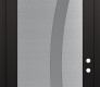 Modern Steel Front Door Diamond C4 36" x 96" black/white frosted Glass Panel stainless steel LHI with Transom frosted Glass