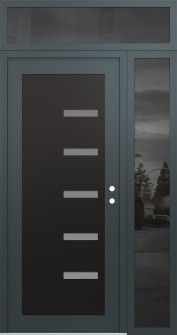 Diamond C8 50" x 96" anthracite/anthracite frosted Glass Panel black LHI with Sidelite and Transom mirrored Glass