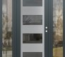 Modern Steel Front Door Diamond C2 68" x 80" anthracite/anthracite mirrored Glass Panel stainless steel LHI with 2 Sidelites clear Glass