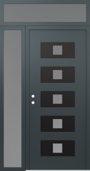 Diamond D8 48" x 96" anthracite/anthracite frosted Glass Panel black RHI with Sidelite and Transom frosted Glass