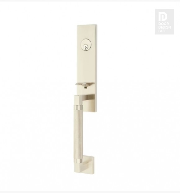 EMTEK HERCULES KNURLED MONOLITHIC SINGLE CYLINDER KEYD 4218 SATIN NICKEL US15 for Steel Front Doors