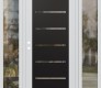 Modern Steel Front Door Diamond C11 60" x 80" white/white clear Glass Panel black RHI with 2 Sidelites clear Glass