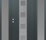 Modern Steel Front Door DIAMOND A12 68" X 80" ANTHRACITE/ANTHRACITE FROSTED GLASS PANEL STAINLESS STEEL RHI WITH 2 SIDELITES FROSTED GLASS