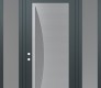 Modern Steel Front Door Diamond C13 60" x 96" anthracite/anthracite frosted Glass Panel stainless steel RHI with 2 Sidelites and Transom frosted Glass
