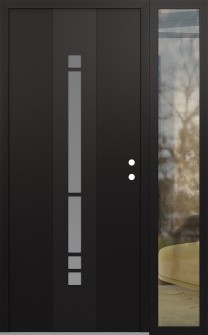 DIAMOND A3 48" X 80" BLACK/WHITE FROSTED GLASS PANEL BLACK LHI WITH SIDELITE CLEAR GLASS