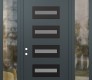 Modern Steel Front Door Diamond D4 68" x 96" anthracite/anthracite frosted Glass Panel black RHI with 2 Sidelites and Transom clear Glass