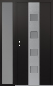 DIAMOND A12 48" X 80" BLACK/WHITE FROSTED GLASS PANEL STAINLESS STEEL RHI WITH SIDELITE FROSTED GLASS