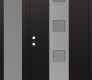 Modern Steel Front Door DIAMOND A12 52" X 80" BLACK/WHITE FROSTED GLASS PANEL STAINLESS STEEL RHI WITH SIDELITE FROSTED GLASS