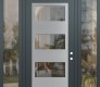 Modern Steel Front Door Diamond C2 68" x 96" anthracite/anthracite clear Glass Panel stainless steel LHI with 2 Sidelites and Transom clear Glass