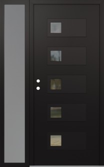 Diamond D2 50" x 80" black/black clear Glass Panel black RHI with Sidelite frosted Glass