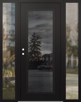 Diamond C1 68" x 80" black/black mirrored Glass Panel black RHI with 2 Sidelites clear Glass