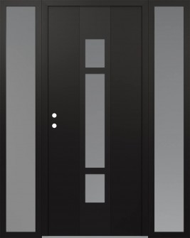 DIAMOND A9 68" X 80" BLACK/WHITE FROSTED GLASS PANEL BLACK RHI WITH 2 SIDELITES FROSTED GLASS