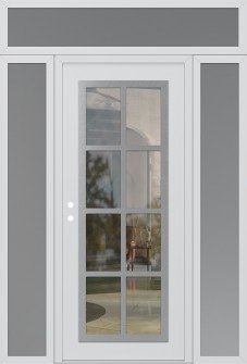 Diamond C16 60" x 96" white/white clear Glass Panel stainless steel RHI with 2 Sidelites and Transom frosted Glass