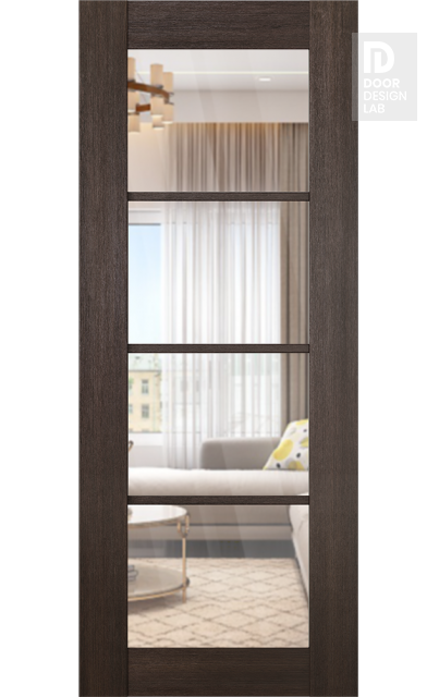 DOOR SLAB AVON 4 LITE CLEAR VETRO VERALINGA OAK 24" X 92 1/2" X 1 3/4" TEMPERED CLEAR GLASS