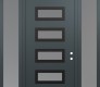Modern Steel Front Door Diamond D1 64" x 96" anthracite/anthracite frosted Glass Panel black LHI with 2 Sidelites and Transom frosted Glass