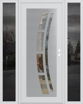 Diamond C12 64" x 80" white/white clear Glass Panel stainless steel LHI with 2 Sidelites mirrored Glass