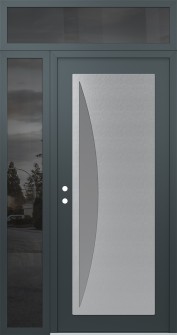 Diamond C13 50" x 96" anthracite/anthracite frosted Glass Panel stainless steel RHI with Sidelite and Transom mirrored Glass