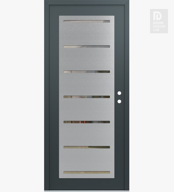 Modern Steel Front Door Diamond C11 36" x 80" anthracite/anthracite clear Glass Panel stainless steel LHI