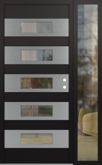Diamond D5 50" x 80" black/black clear Glass Panel stainless steel LHI with Sidelite clear Glass