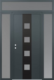 DIAMOND A12 64" X 96" ANTHRACITE/ANTHRACITE FROSTED GLASS PANEL BLACK RHI WITH 2 SIDELITES AND TRANSOM FROSTED GLASS