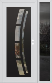 Diamond C12 48" x 80" white/white clear Glass Panel black LHI with Sidelite mirrored Glass