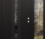Modern Steel Front Door DIAMOND A3 50" X 80" BLACK/BLACK MIRRORED GLASS PANEL BLACK LHI WITH SIDELITE CLEAR GLASS